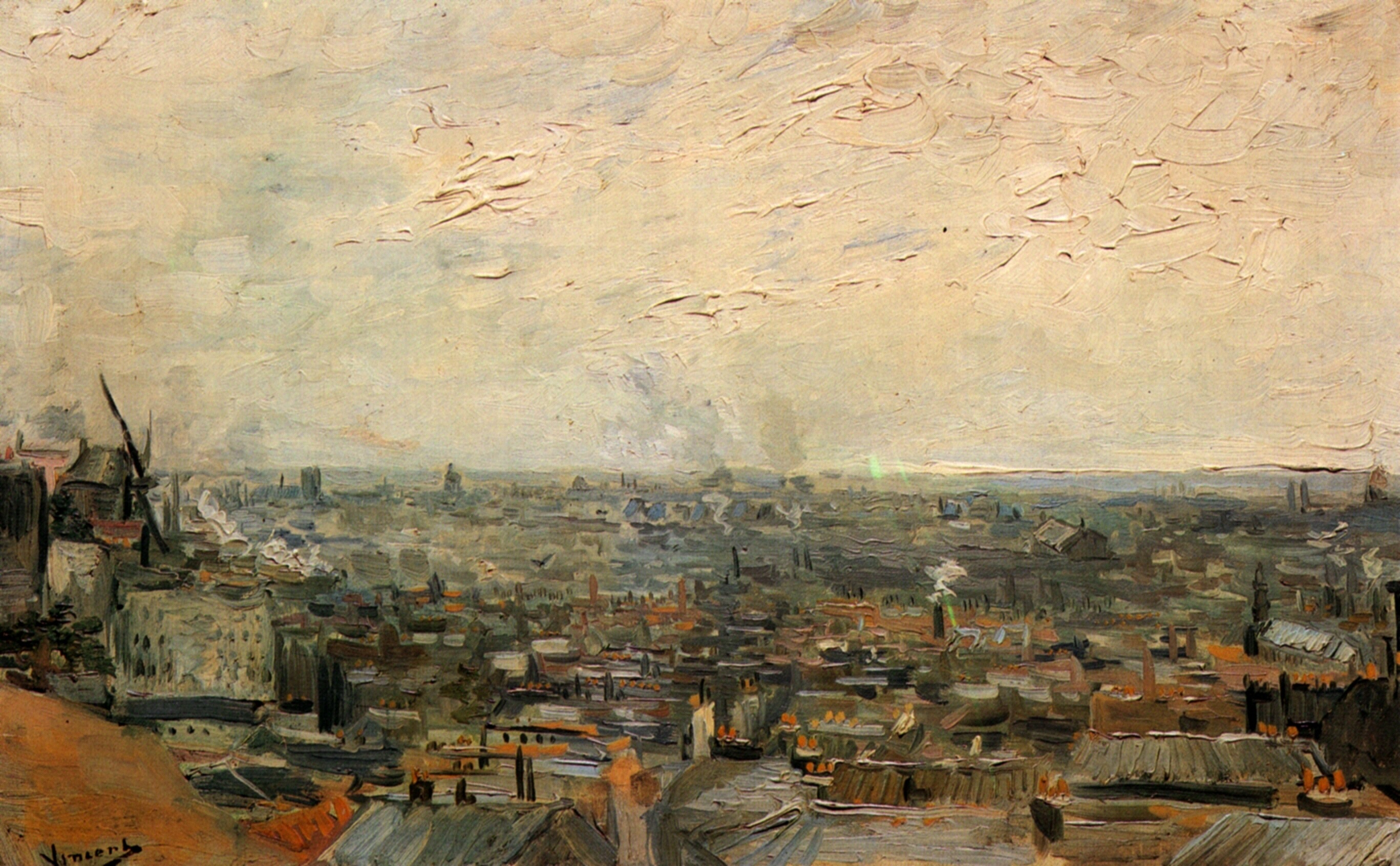 Картина Ван Гога Вид Парижа с Монмартра 1886